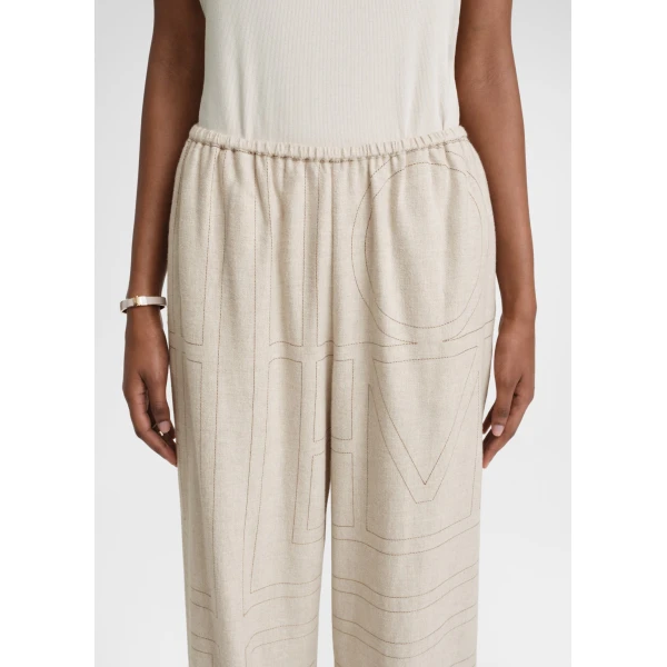 Totême Monogram flannel pj bottoms in Light beige melange - Pants - Scandinavian Minimalist Luxury at Luxury Shoes 