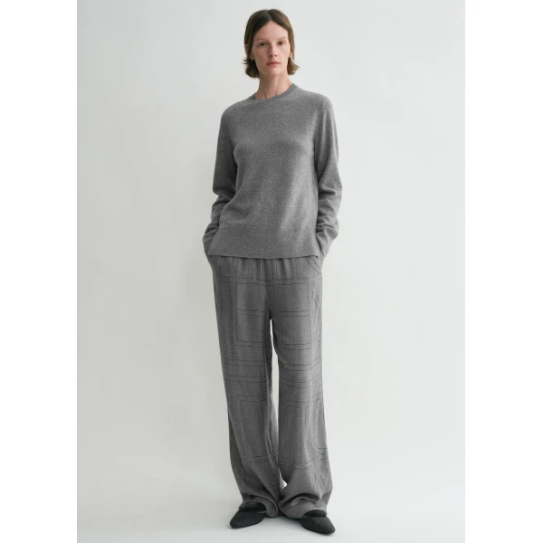 Totême Monogram flannel pj bottoms in Smoke melange - Pants - Scandinavian Minimalist Luxury at Luxury Shoes 