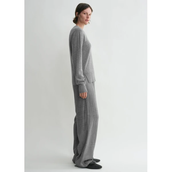Totême Monogram flannel pj bottoms in Smoke melange - Pants - Scandinavian Minimalist Luxury at Luxury Shoes 