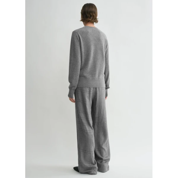 Totême Monogram flannel pj bottoms in Smoke melange - Pants - Scandinavian Minimalist Luxury at Luxury Shoes 