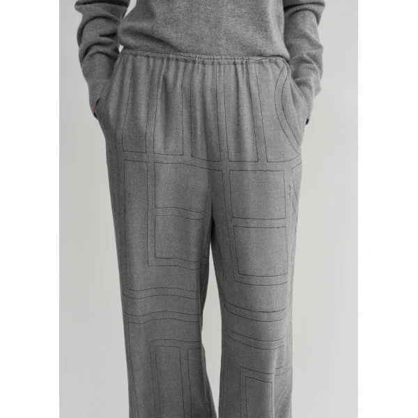 Totême Monogram flannel pj bottoms in Smoke melange - Pants - Scandinavian Minimalist Luxury at Luxury Shoes 