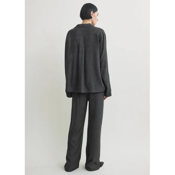 Totême Monogram flannel pj top charcoal in Charcoal melange - Tops - Scandinavian Minimalist Luxury at Luxury Shoes 