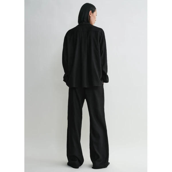 Totême Monogram flannel pj top in Black - Tops - Scandinavian Minimalist Luxury at Luxury Shoes 
