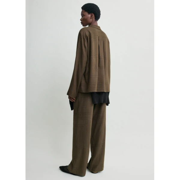 Totême Monogram flannel pj top in Dark brown - Tops - Scandinavian Minimalist Luxury at Luxury Shoes 