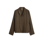 Totême Monogram flannel pj top in Dark brown - Tops - Scandinavian Minimalist Luxury at Luxury Shoes 