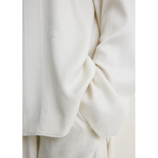 Totême Monogram flannel pj top in Ecru - Tops - Scandinavian Minimalist Luxury at Luxury Shoes 