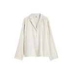 Totême Monogram flannel pj top in Ecru - Tops - Scandinavian Minimalist Luxury at Luxury Shoes 