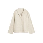 Totême Monogram flannel pj top in Light beige melange - Tops - Scandinavian Minimalist Luxury at Luxury Shoes 