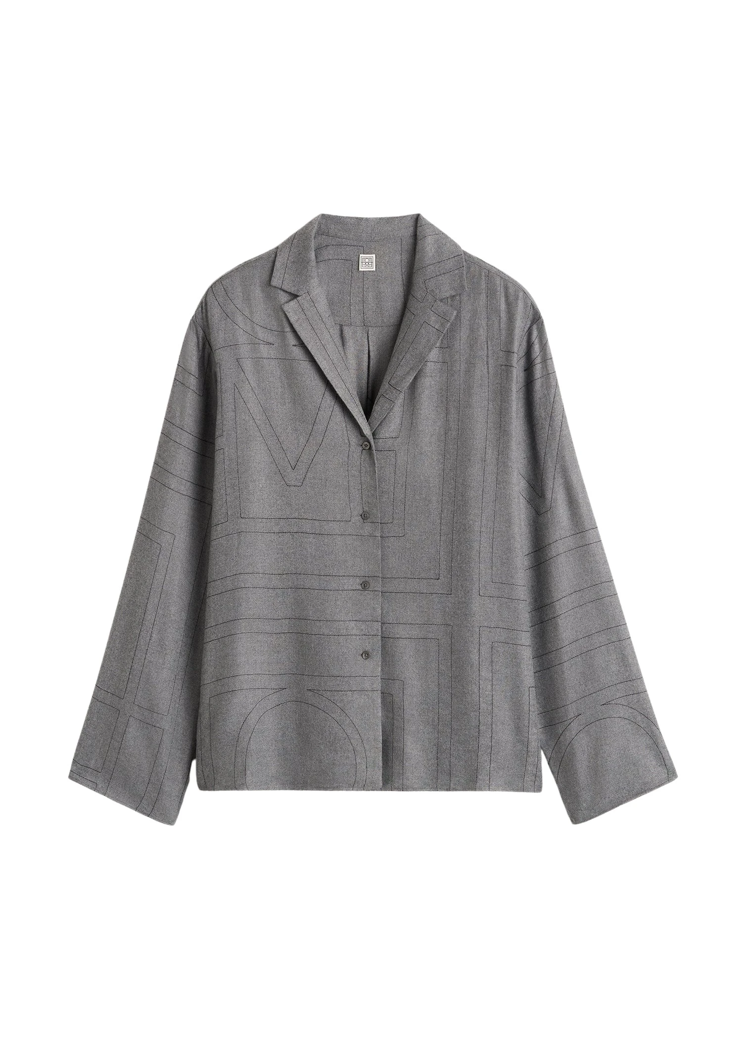 Toteme-Monogram-flannel-pj-top-in-Smoke-melange72722_nobg Totême Monogram flannel pj top in Smoke melange - Tops - Scandinavian Minimalist Luxury at Luxury Shoes