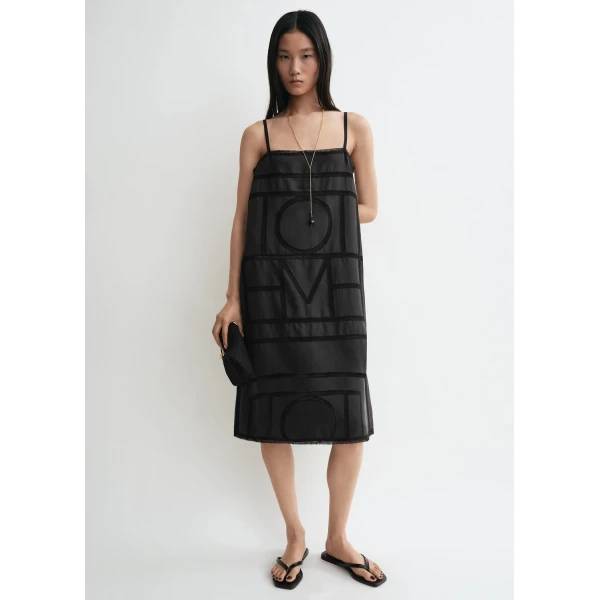 Totême Monogram silk dress in Washed black - Dresses - Scandinavian Minimalist Luxury at Luxury Shoes 