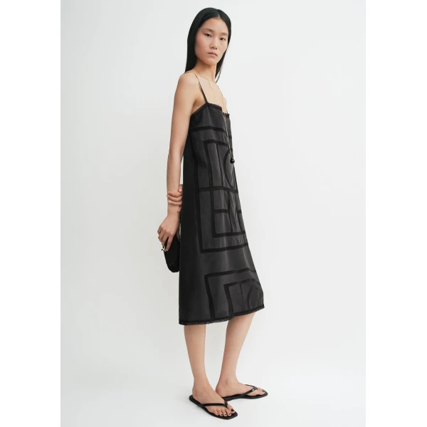 Totême Monogram silk dress in Washed black - Dresses - Scandinavian Minimalist Luxury at Luxury Shoes 