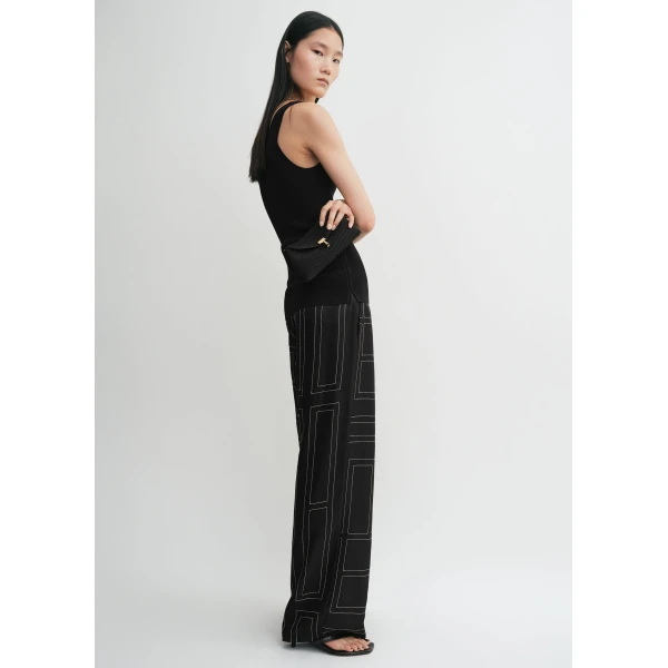 Totême Monogram silk pj bottoms black in Black monogram - Pants - Scandinavian Minimalist Luxury at Luxury Shoes 