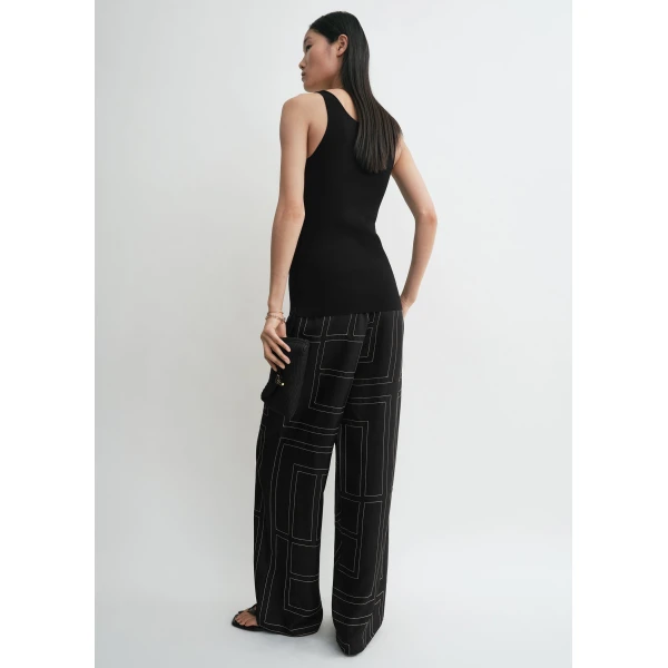 Totême Monogram silk pj bottoms black in Black monogram - Pants - Scandinavian Minimalist Luxury at Luxury Shoes 