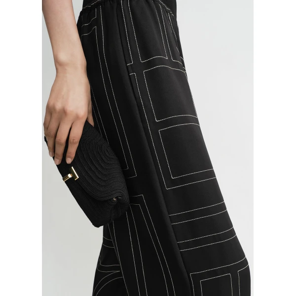 Totême Monogram silk pj bottoms black in Black monogram - Pants - Scandinavian Minimalist Luxury at Luxury Shoes 