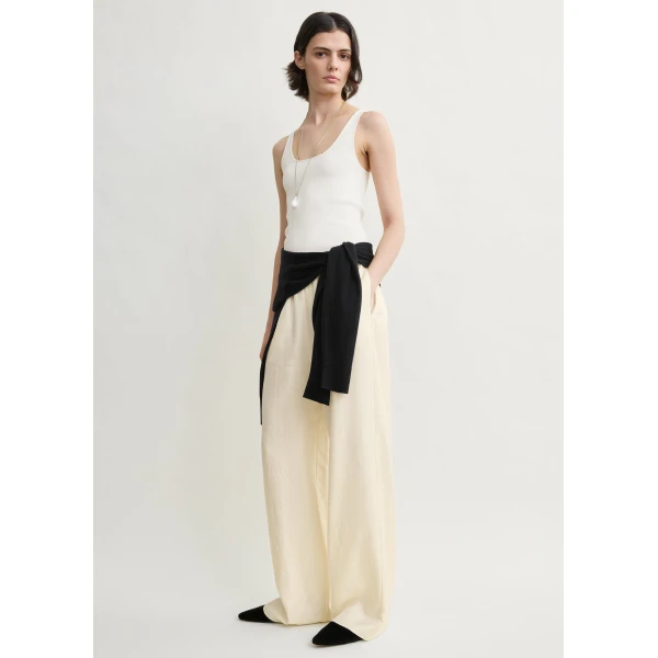 Totême Monogram silk pj bottoms in Cream - Pants - Scandinavian Minimalist Luxury at Luxury Shoes 