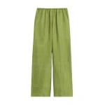 Totême Monogram silk pj bottoms in Laurel - Pants - Scandinavian Minimalist Luxury at Luxury Shoes 