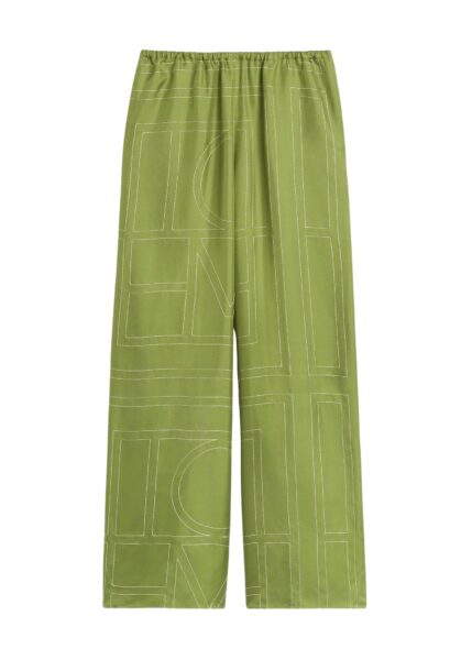 Totême Monogram silk pj bottoms in Laurel - Pants - Scandinavian Minimalist Luxury at Luxury Shoes 