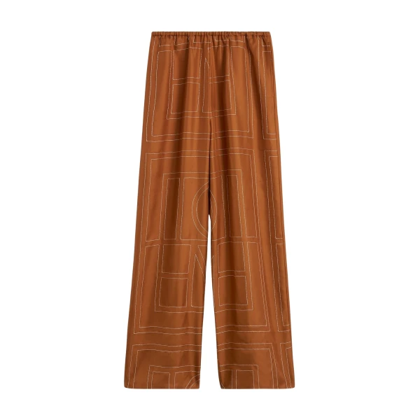 Totême Monogram silk pj bottoms in Terracotta - Pants - Scandinavian Minimalist Luxury at Luxury Shoes 