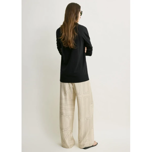 Totême Monogram silk pj bottoms ivory in Ivory monogram - Pants - Scandinavian Minimalist Luxury at Luxury Shoes 