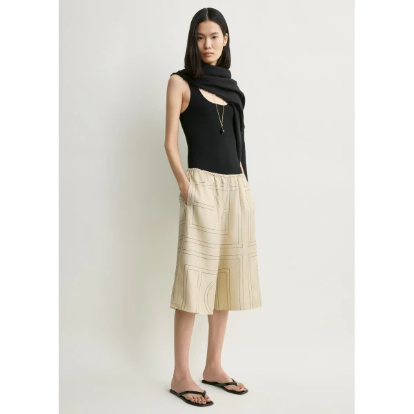 Totême Monogram silk pj culottes in Ivory - Shorts - Scandinavian Minimalist Luxury at Luxury Shoes 