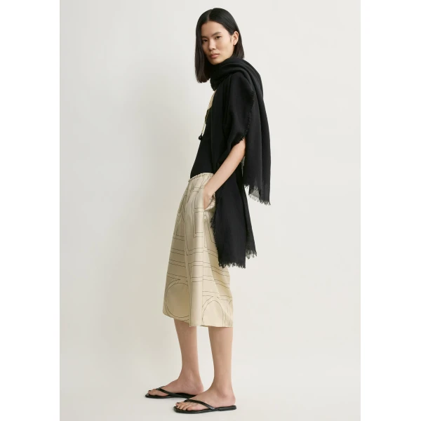 Totême Monogram silk pj culottes in Ivory - Shorts - Scandinavian Minimalist Luxury at Luxury Shoes 