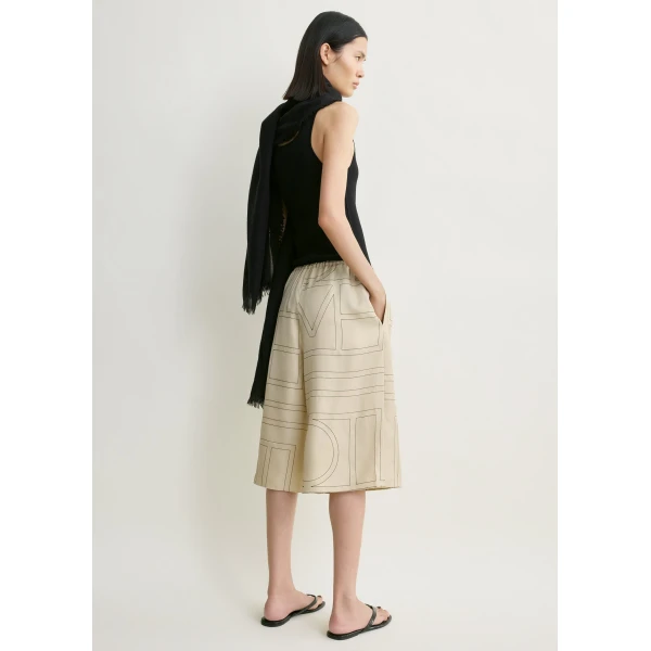 Totême Monogram silk pj culottes in Ivory - Shorts - Scandinavian Minimalist Luxury at Luxury Shoes 
