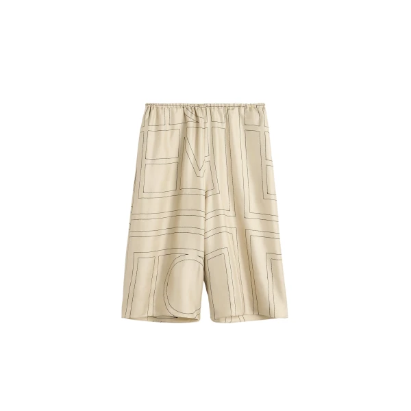 Totême Monogram silk pj culottes in Ivory - Shorts - Scandinavian Minimalist Luxury at Luxury Shoes 