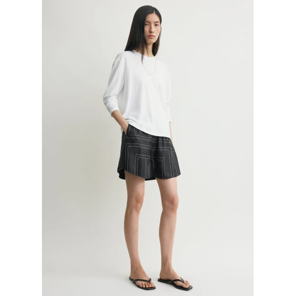 Totême Monogram silk pj shorts black in Black monogram - Pants - Scandinavian Minimalist Luxury at Luxury Shoes 