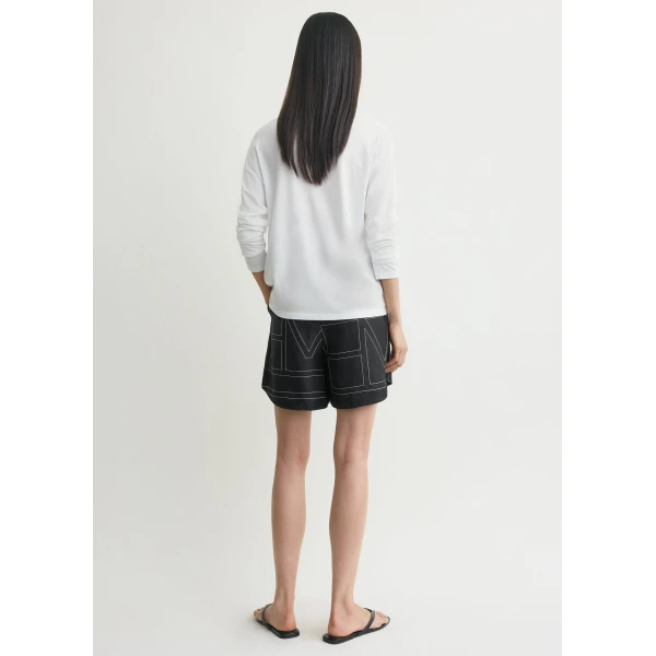 Totême Monogram silk pj shorts black in Black monogram - Pants - Scandinavian Minimalist Luxury at Luxury Shoes 