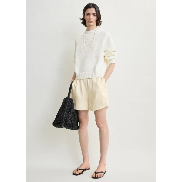Totême Monogram silk pj shorts in Cream - Shorts - Scandinavian Minimalist Luxury at Luxury Shoes 