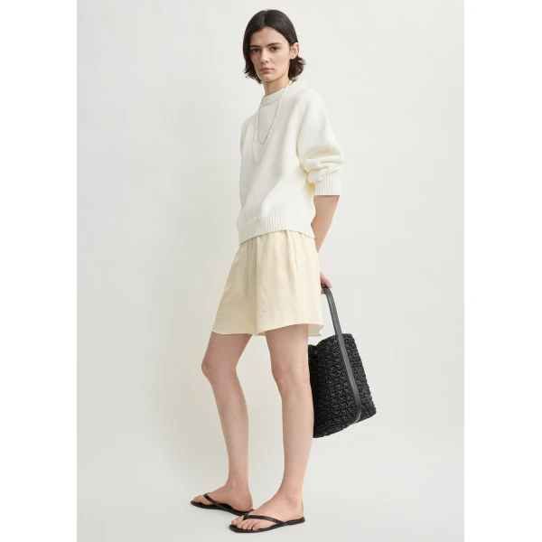 Totême Monogram silk pj shorts in Cream - Shorts - Scandinavian Minimalist Luxury at Luxury Shoes 