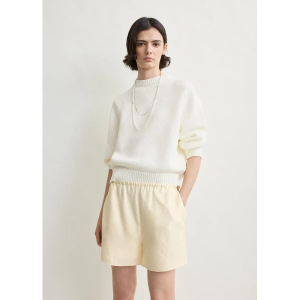 Totême Monogram silk pj shorts in Cream - Shorts - Scandinavian Minimalist Luxury at Luxury Shoes 