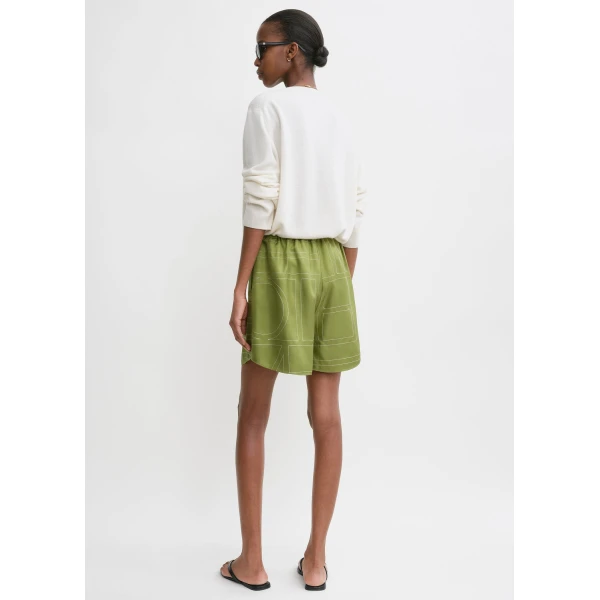 Totême Monogram silk pj shorts in Laurel - Shorts - Scandinavian Minimalist Luxury at Luxury Shoes 