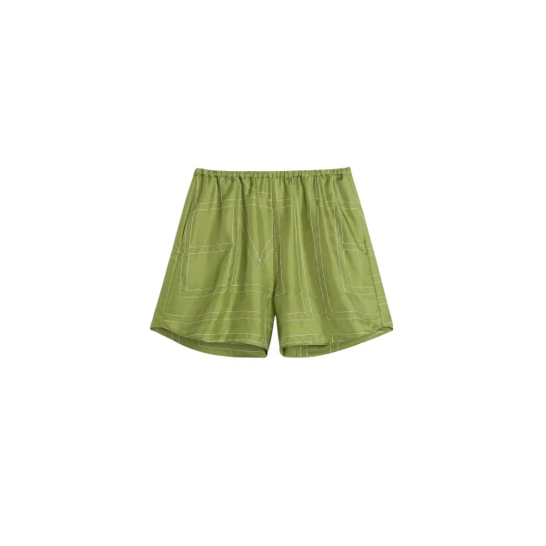 Totême Monogram silk pj shorts in Laurel - Shorts - Scandinavian Minimalist Luxury at Luxury Shoes 
