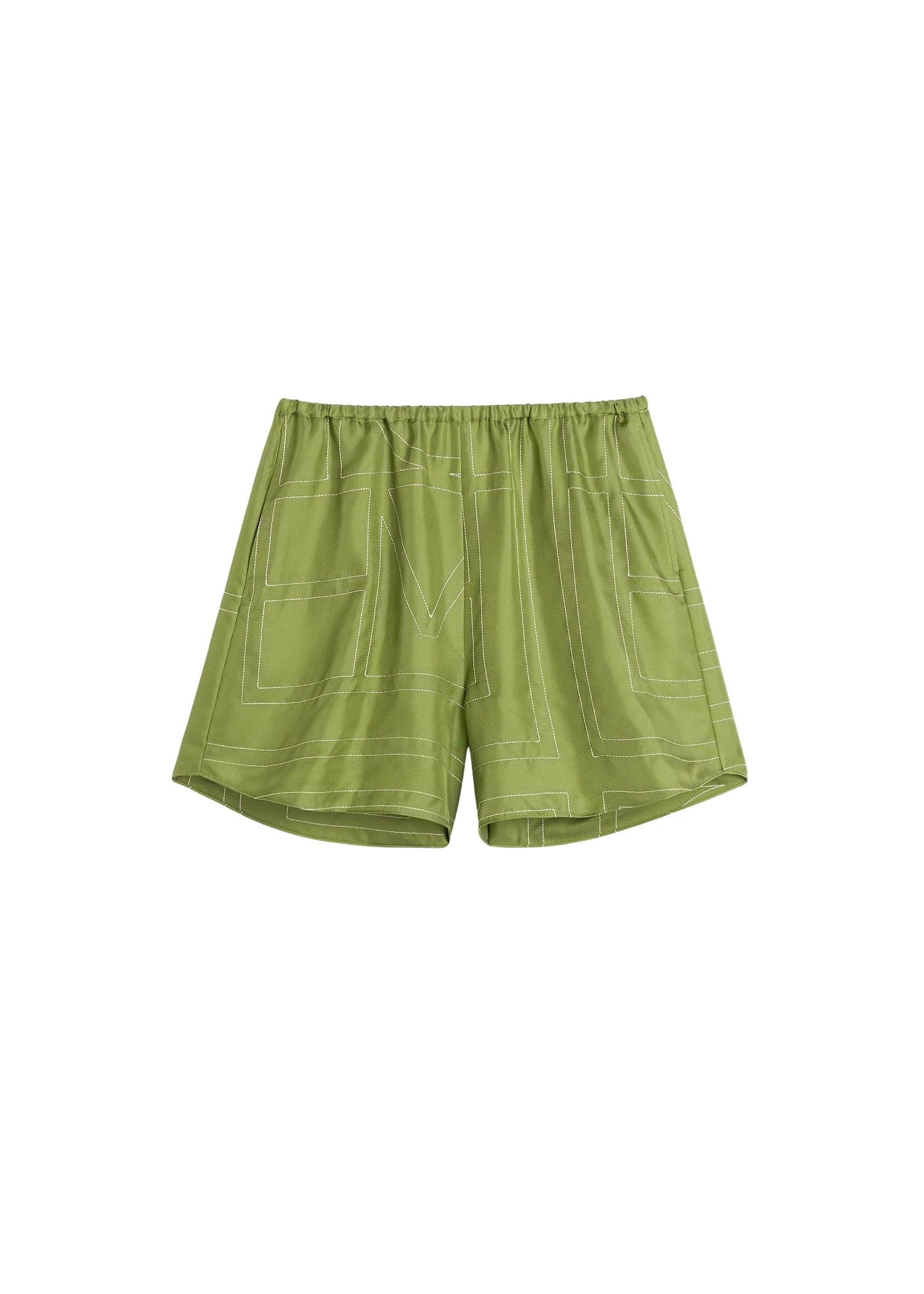 Toteme-Monogram-silk-pj-shorts-in-Laurel50619_nobg Totême Monogram silk pj shorts in Laurel - Shorts - Scandinavian Minimalist Luxury at Luxury Shoes