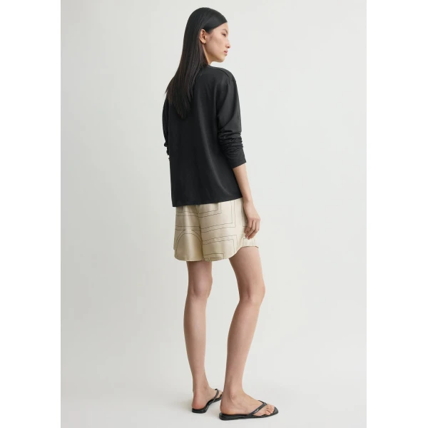 Totême Monogram silk pj shorts ivory in Ivory monogram - Pants - Scandinavian Minimalist Luxury at Luxury Shoes 