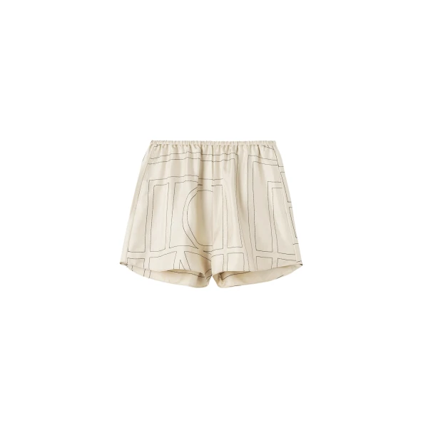 Totême Monogram silk pj shorts ivory in Ivory monogram - Pants - Scandinavian Minimalist Luxury at Luxury Shoes 