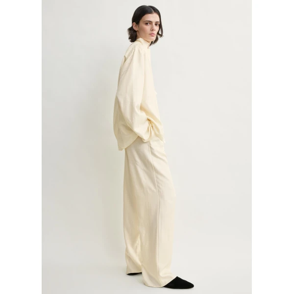 Totême Monogram silk pj top in Cream - Tops - Scandinavian Minimalist Luxury at Luxury Shoes 