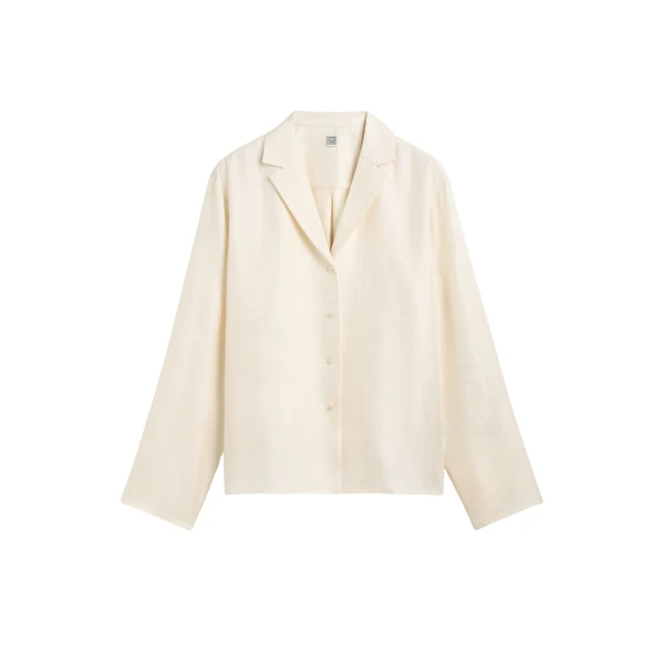 Totême Monogram silk pj top in Cream - Tops - Scandinavian Minimalist Luxury at Luxury Shoes 
