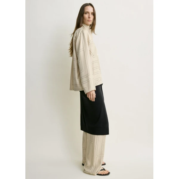 Totême Monogram silk pj top in Ivory - Tops - Scandinavian Minimalist Luxury at Luxury Shoes 
