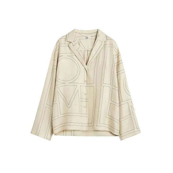 Totême Monogram silk pj top in Ivory - Tops - Scandinavian Minimalist Luxury at Luxury Shoes 
