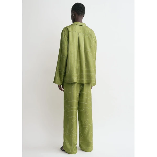 Totême Monogram silk pj top in Laurel - Tops - Scandinavian Minimalist Luxury at Luxury Shoes 