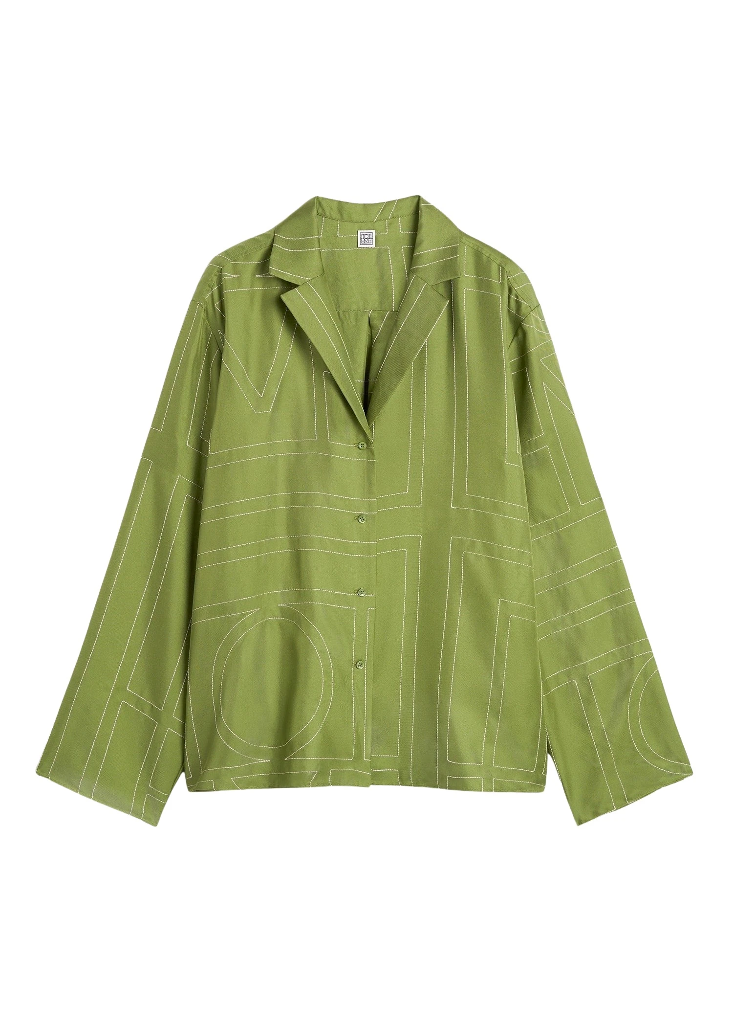 Toteme-Monogram-silk-pj-top-in-Laurel79833_nobg Totême Monogram silk pj top in Laurel - Tops - Scandinavian Minimalist Luxury at Luxury Shoes