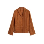 Totême Monogram silk pj top in Terracotta - Tops - Scandinavian Minimalist Luxury at Luxury Shoes 