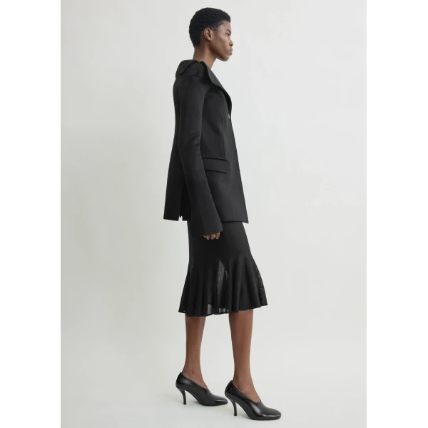 Totême Open collar wool jacket in Black - Jackets - Scandinavian Minimalist Luxury at Luxury Shoes 