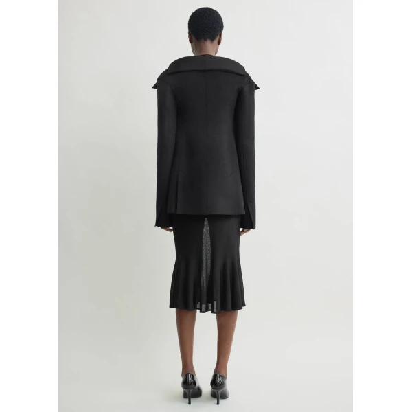 Totême Open collar wool jacket in Black - Jackets - Scandinavian Minimalist Luxury at Luxury Shoes 