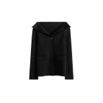 Totême Open collar wool jacket in Black - Jackets - Scandinavian Minimalist Luxury at Luxury Shoes 