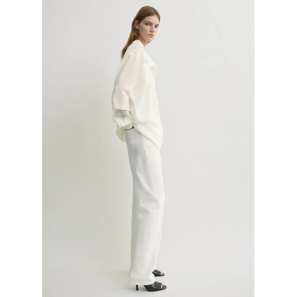 Totême Overlapping collar blouse in Milk - Tops - Scandinavian Minimalist Luxury at Luxury Shoes 