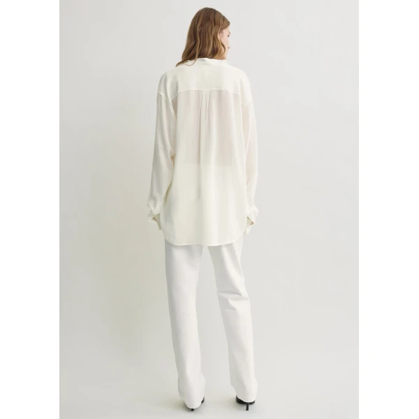 Totême Overlapping collar blouse in Milk - Tops - Scandinavian Minimalist Luxury at Luxury Shoes 