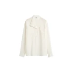 Totême Overlapping collar blouse in Milk - Tops - Scandinavian Minimalist Luxury at Luxury Shoes 